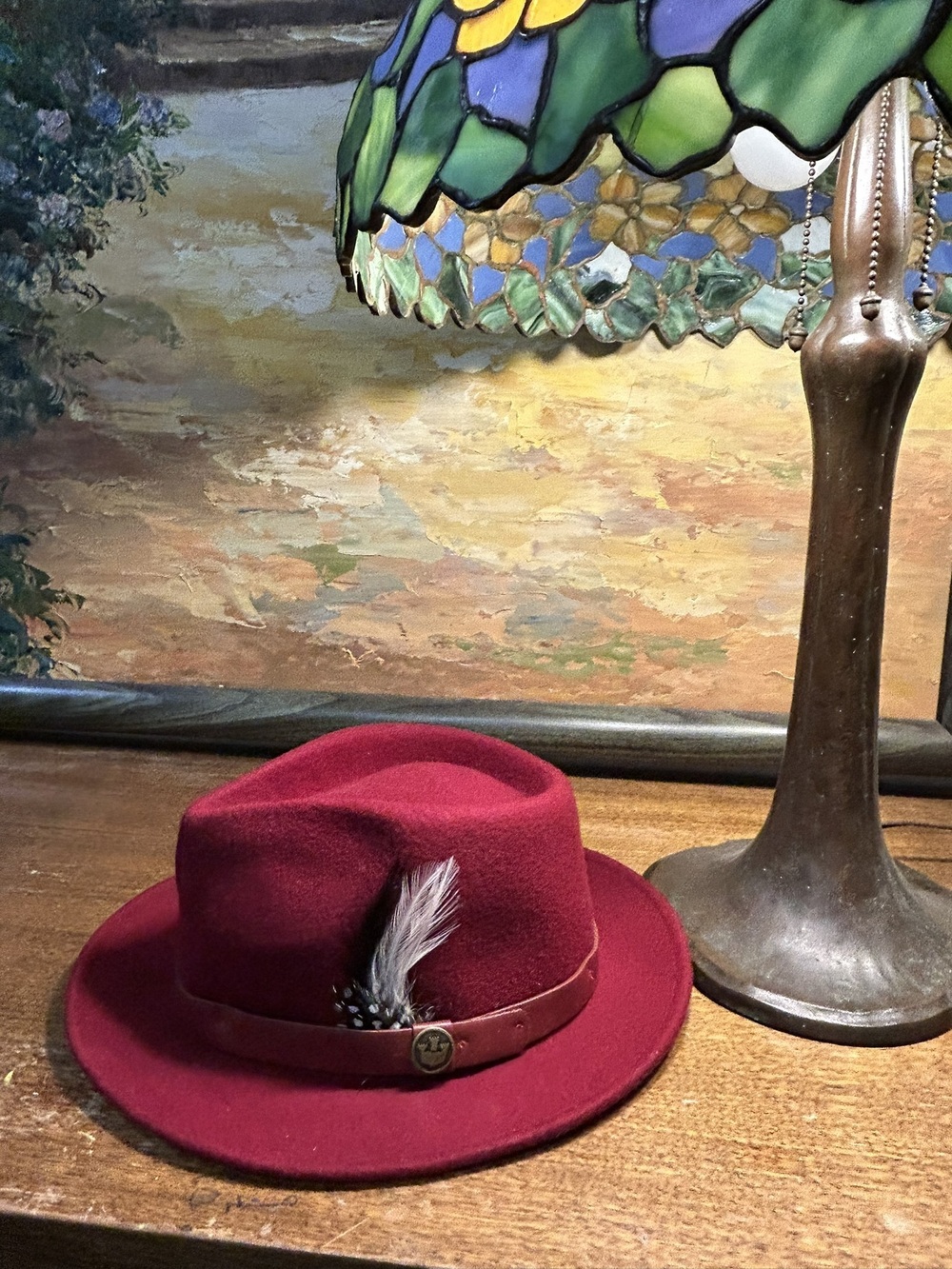 Goorin Bros Burgundy Wool Felt Fedora Hat Size Medium